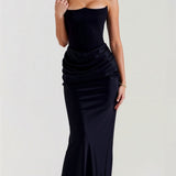 Selara Bay | Women's Strapless Ruched Maxi Dress