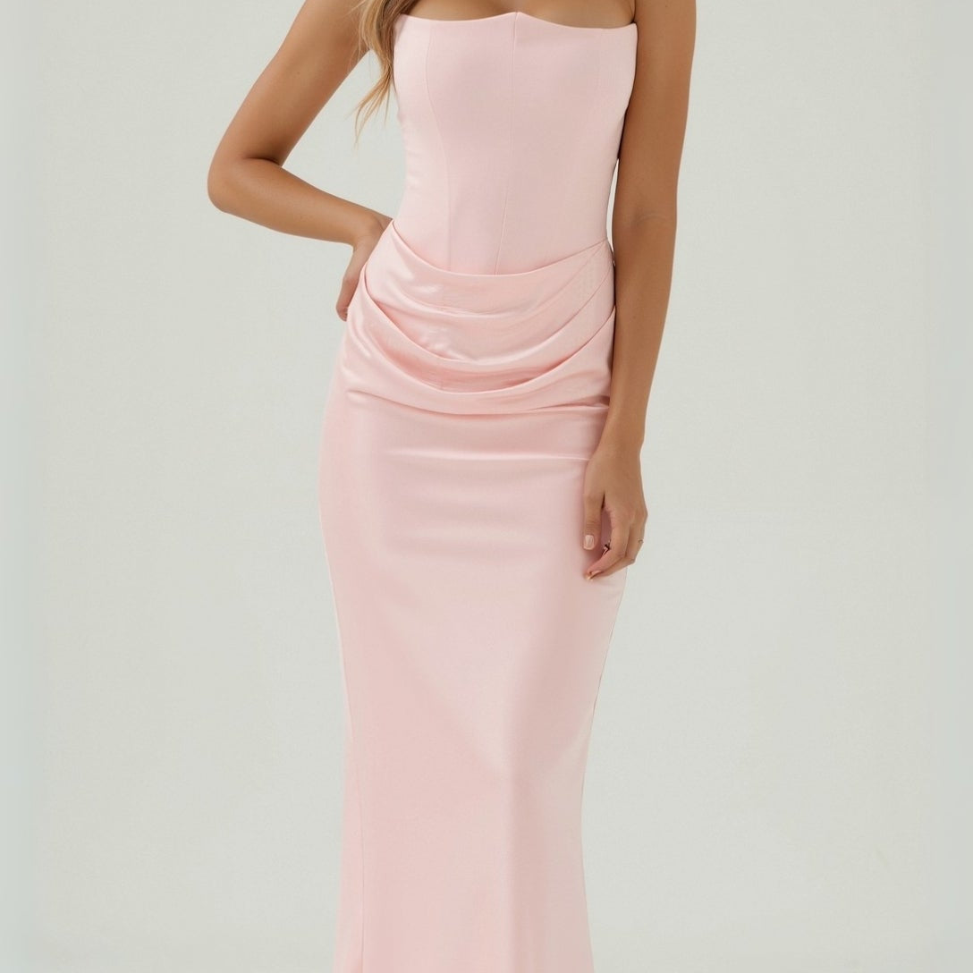 Selara Bay | Women's Strapless Ruched Maxi Dress