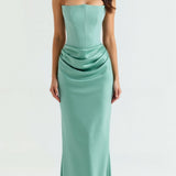 Selara Bay | Women's Strapless Ruched Maxi Dress