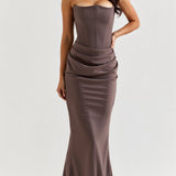 Selara Bay | Women's Strapless Ruched Maxi Dress