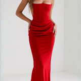 Selara Bay | Women's Strapless Ruched Maxi Dress