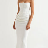 Selara Bay | Women's Strapless Ruched Maxi Dress