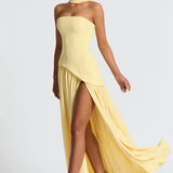 Selara Bay | Women's Strapless High Slit Maxi Dress