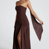 Selara Bay | Women's Strapless High Slit Maxi Dress