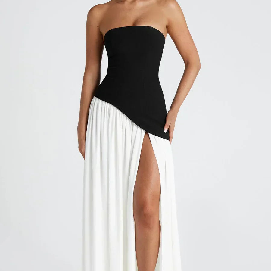 Selara Bay | Women's Strapless High Slit Maxi Dress