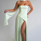 Selara Bay | Women's Strapless High Slit Maxi Dress