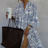 Selara Bay | Women's Printed Shirt Midi Dress