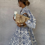 Selara Bay | Women's Printed Shirt Midi Dress