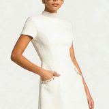 Selara Bay | Women's Pearl Trim Knit Mini Dress
