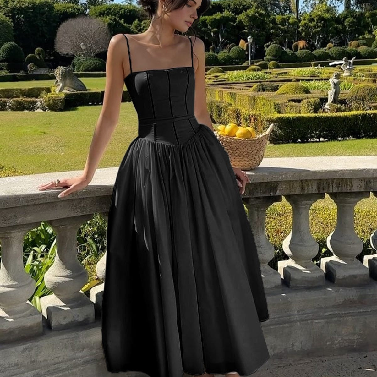 Selara Bay | Women's Square Neck Corset Maxi Dress