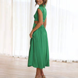 Selara Bay | Women's Cut-Out Pleated Maxi Dress