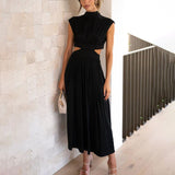 Selara Bay | Women's Cut-Out Pleated Maxi Dress