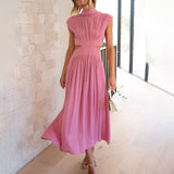 Selara Bay | Women's Cut-Out Pleated Maxi Dress