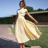Selara Bay | Women's Cut-Out Pleated Maxi Dress