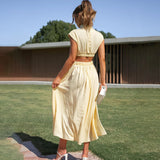 Selara Bay | Women's Cut-Out Pleated Maxi Dress