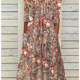 Selara Bay | Women's Printed Button Front Midi Dress