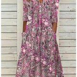 Selara Bay | Women's Printed Button Front Midi Dress