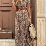 Selara Bay | Women's Floral Wrap Maxi Dress with Side Slit
