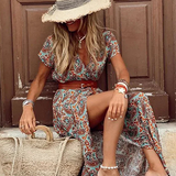 Selara Bay | Women's Floral Wrap Maxi Dress with Side Slit