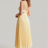 Selara Bay | Women's Pleated Cut-Out Maxi Dress