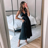 Selara Bay | Women's Pleated Cut-Out Maxi Dress