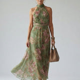Selara Bay | Women's Floral Halter Maxi Dress