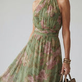 Selara Bay | Women's Floral Halter Maxi Dress