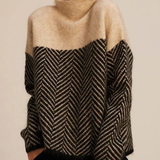 Selara Bay | Women's Herringbone High Neck Knit Sweater