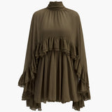 Selara Bay | Women's High Neck Ruffle Mini Dress
