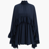 Selara Bay | Women's High Neck Ruffle Mini Dress