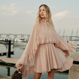 Selara Bay | Women's High Neck Ruffle Mini Dress