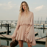 Selara Bay | Women's High Neck Ruffle Mini Dress