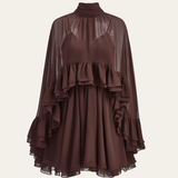 Selara Bay | Women's High Neck Ruffle Mini Dress