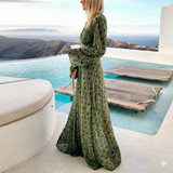 Selara Bay | Women's Printed V-Neck Maxi Dress