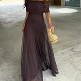 Selara Bay | Women's Off-Shoulder Maxi Evening Dress
