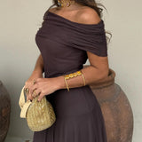 Selara Bay | Women's Off-Shoulder Maxi Evening Dress
