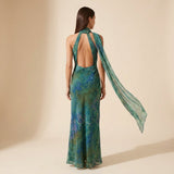 Selara Bay | Women's Printed Halter Maxi Dress