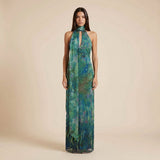 Selara Bay | Women's Printed Halter Maxi Dress