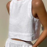 Selara Bay | Women's Sleeveless Linen Top and Wide Leg Pants Set