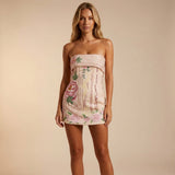 Selara Bay | Women's Floral Embellished Strapless Mini Dress