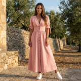 Selara Bay | Women's Button Front Maxi Dress