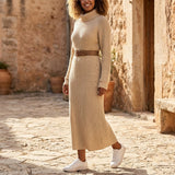 Selara Bay | Women's Turtleneck Knitted Midi Dress