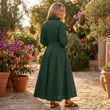 Selara Bay | Women's Belted Shirt Maxi Dress