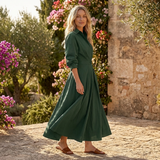 Selara Bay | Women's Belted Shirt Maxi Dress