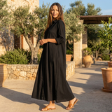 Selara Bay | Women's Belted Shirt Maxi Dress