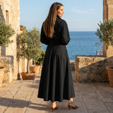 Selara Bay | Women's Belted Shirt Maxi Dress