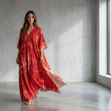 Selara Bay | Women's Boho Printed Maxi Dress with Loose Fit and V Neck