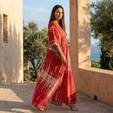 Selara Bay | Women's Boho Printed Maxi Dress with Loose Fit and V Neck