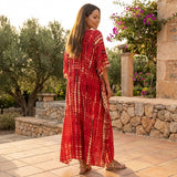 Selara Bay | Women's Boho Printed Maxi Dress with Loose Fit and V Neck