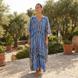 Selara Bay | Women's Boho Printed Maxi Dress with Loose Fit and V Neck